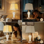 28.5" Rustic Table Lamp Set of 2 For Living Room Farmhouse Lamps for Bedroom, Bedside Lamps with Night Lights And USB C+A Charging Ports for Decor Office Study Hotel (Bulbs Included)