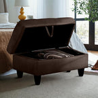 Ottoman Rectangular Storage Ottoman Bench, Flannel Footrest Stool Footstool with Lid for Living Room, Bedroom, Entryway, Coffee, 28.5"x19"x17.5"