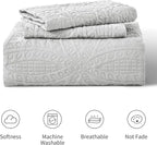 Love's cabin Quilts for Queen Bed Light Grey Bedspreads Bedding Set - Summer Lightweight Bedspread Comforter - Coin Pattern Bedding Coverlet for All Season - 3 Pieces (1 Quilt, 2 Pillow Shams)