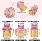 Double Sided Vintage Ribbed Taper Glass Candle Holders,Tea Candle Holder for Table Centerpieces, Wedding Decorations and Dinner Parties (Purple-Pink-Yellow, 3 PCS)