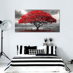 AJAZIKO Red Wall Art - Modern Framed Wall Art for Living Room - Red Tree Black and White Landscape Canvas Prints Posters & Prints for Home Office Bedroom Decorations - Large Wall Pictures 24×48IN