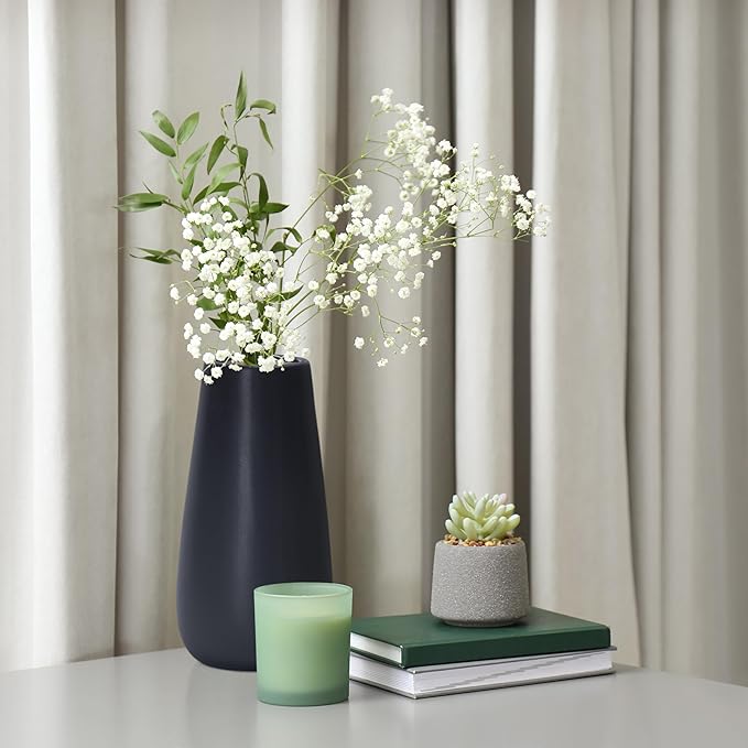 D'vine Dev 8 Inch Ebony Black Elegant Oval Ceramic Vase for Flowers, Home Décor Vase with Design Box, VS-LD-A-5