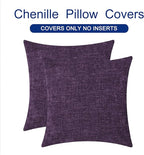 CaliTime Throw Pillow Covers Decorative 26 X 26 Inches Pack of 2 Cozy Chenille Cushion Cases for Couch Sofa Bed Living Room Home Plum Purple