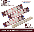 Satya Opium Incense Sticks, Satya Bng (Bangalore) Insenses 15gmx12 Pack with Raajsee Incense Holder Bundle, Satya Nagchampa Natural Incense