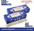 Satya Nagchampa Incense Sticks 250 gmx 2 Pack (500 GMS), Satya BNG (Bangalore) Insenses with Raajsee Incense Holder Bundle, Satya Nagchampa Natural Incense