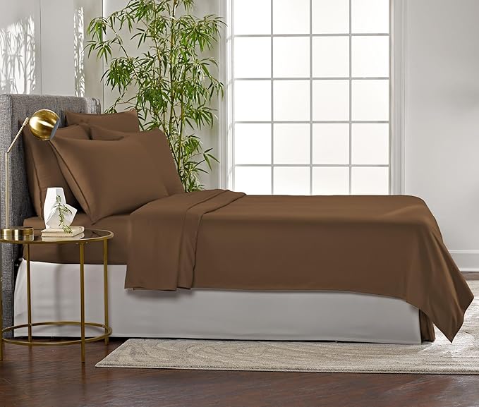 Twin Sheets by Pure Bamboo, Genuine 100% Organic Viscose Derived from Bamboo Bed Sheet Set, Luxuriously Soft & Cooling, Double Stitching, Lifetime Quality Promise (Twin, Coconut Husk)