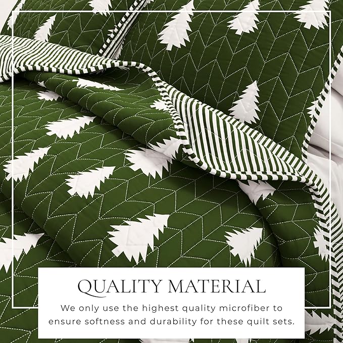 Great Bay Home King Reversible Rustic Lodge Olive Bedspread Quilt with Shams - All Season Cabin Coverlet Bedding Set (Includes 1 Quilt, 2 Pillow Shams)