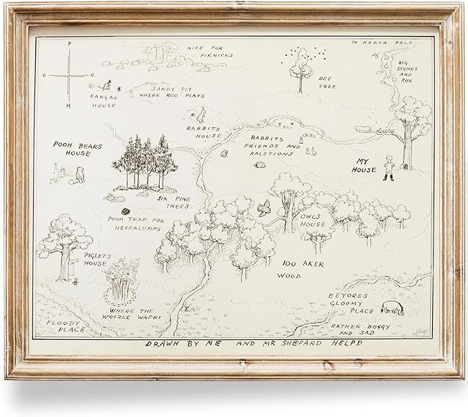 Winnie The Pooh Hundred Acre Wood Map - 8x10 Art Print (Unframed) | Neutral Nursery Decor | Kids Bedroom Wall Decor | A. A. Milne | Boys Room or Girls Room Artwork | Vintage Original Drawing
