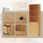 71" Tall Bookshelves Set of 2, Bookcase with Drawers & Bookshelf with Doors, Wooden Bookshelves Floor Standing Display Storage Shelves Home Decor Furniture for Home Office, Living Room,Natural