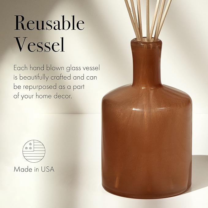 LAFCO New York Signature Reed Diffuser, Retreat - 15 oz - Up to 9 Months Fragrance Life - Reusable, Hand Blown Glass Vessel - Natural Wood Reeds - Made in The USA
