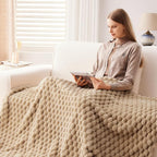 NEWCOSPLAY Super Soft Throw Blanket Brown Premium Silky Flannel Fleece 3D Clouds Stylish Jacquard Lightweight Bed Blanket All Season Use 350GSM (Brown, Throw(50"x60"))