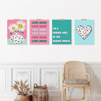 SIGNWIN Adhesive Canvas Poster I'm a Barbie Girl in The Barbie World Heart, Chrysanthemum Illustration Wall Decor Prints, Preppy Room Decor for Bedroom - 12"x16"x4