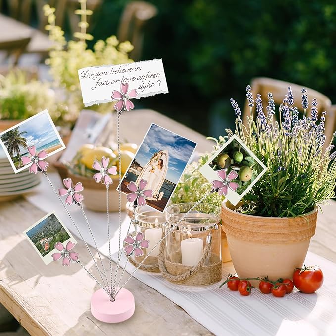 8-Branch Photo Tree Holder for Pictures, Gift Card Tree Holder to Hold Gift Cards, Picture Tree with 8 Clips for Memo Paper Desk Stand, Photo Display, Office Decor, Home Decor(Cherry Blossoms)