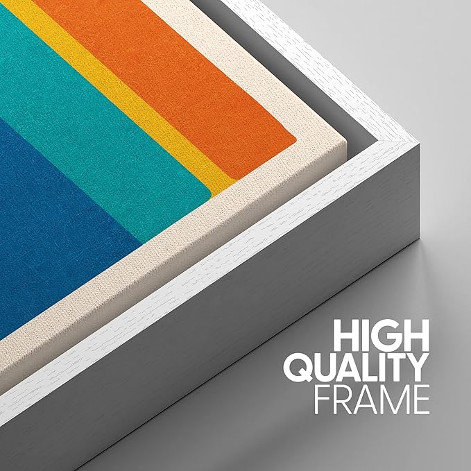 SIGNWIN Framed Canvas Print Wall Art Set Vibrant Tropical Palm Leaf Polygons Nature Wilderness Illustrations Modern Art Decorative Nordic Rustic for Living Room, Bedroom, Office - 16"x24"x3 White