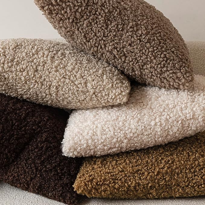 Foindtower 2 Pieces 22x22 Inch Dark Brown, Faux Fur Throw Pillow Cover Accent Sherpa Furry Pillow Covers Fuzzy Soft Pillowcases Cozy Sheepskin Decorative Fleece Cushion Case for Bed Couch Living Room