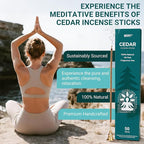 Cedar Incense Sticks (50 Sticks), 100% Natural sustainably harvested Cedar, Suitable for Yoga, Meditation, Relaxation, and Spiritual Purification