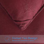 EASELAND King Size Down Alternative Comforter - Quilted Duvet Insert for All Seasons, Soft Lightweight with Corner Tabs, Summer Winter Warm Bedding, Burgundy 90x102 Inches