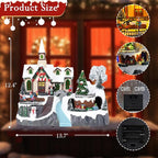 Christmas Village House Musical Christmas Collectible Buildings Church Train Snowman Children Skating with LED Lights Vacation Village with USB Indoor Figurines Indoor Tabletop Decoration