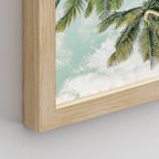 SIGNWIN Framed White Topical Teal Sky Palm Tree Beach Ocean Seaside Wall Art, Set of 4 Landscape Colorful Wall Decor Prints, Nature Wilderness Wall Décor for Living Room, Bedroom - 11"x14" Natural