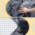8x10 Fluffy Area Rugs for Living Room,Shag Area Rug for Bedroom,Soft Fuzzy Rug Non-Shedding Indoor Plush Carpet for Kids Bedroom Nursery Home Decor,Tie-Dyed Black