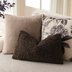 Foindtower Set of 2 Curly Teddy Wool Pillow Covers Decorative Boucle Textured Lumbar Throw Pillow Faux Fur Sherpa Pillowcases Sheepskin Fuzzy Cushion Case for Sofa Bedroom Car 12"x20" Dark Brown