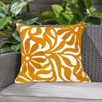 Alysheer Farmhouse Floral Leaves Embroidered Decorative Throw Pillow Cover 18x18 inches, Boho Tufted Flowers Embroidery Pattern Chic Cotton Cushion Case for Couch Bed Sofa Living Room(Mustard Yellow)