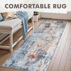 2x6 ft Runner Rugs for Hallway Non Slip Washable Hallway Runner Kitchen Bedroom Entryway Laundry Room Rug Long Easy Maintain Durable Low Pile Modern Abstract Colorful