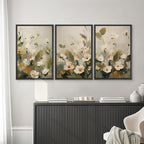 SIGNWIN Framed Canvas Print Wall Art Botanical Floral White Blossoms and Greenery Photography Modern Art Minimalist Black and White for Living Room, Bedroom, Office - 24"x36"x3 Black