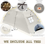 Beige Twin Bed Tent for Kids Indoor Fort - Magical Dream Tents for Boys Pop Up Toddler Bed Canopy for Girls Bunk Bed Tent for Top Bunk - Sensory Sleep Pod for Kids Educational