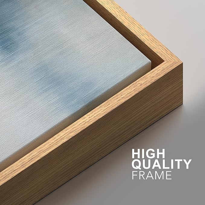 SIGNFORD Framed Canvas Print Wall Art Set Blue and Beige Abstract Modern Neutral Vertical Illustration Modern Art Decorative Nordic Nature for Living Room, Bedroom, Office - 24"x36"x2 Natural