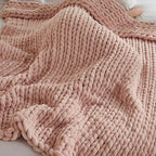 Esterra Chunky Knit Throw Blanket Newly Upgraded Heavy Tighter Version, Handmade Chenille Throw Super Soft, Thick Yarn Cable Knit Crochet Throw Blanket for Couch Bed Sofa, 50" x60, Coral Pink