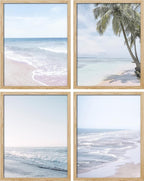 SIGNWIN Framed White Pastel Tropical Island Ocean Beach Shore Wall Art, Set of 4 Landscape Colorful Wall Decor Prints, Nature Wilderness Wall Décor for Living Room, Bedroom - 8"x10" Natural