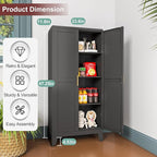 Metal Pantry Cabinet with 2 Doors and Adjustable Shelves, Kitchen Storage cabinets with Gold Handles, Versatile Storage for Laundry Room,Living Room,Bathroom,Dinning Room-Black