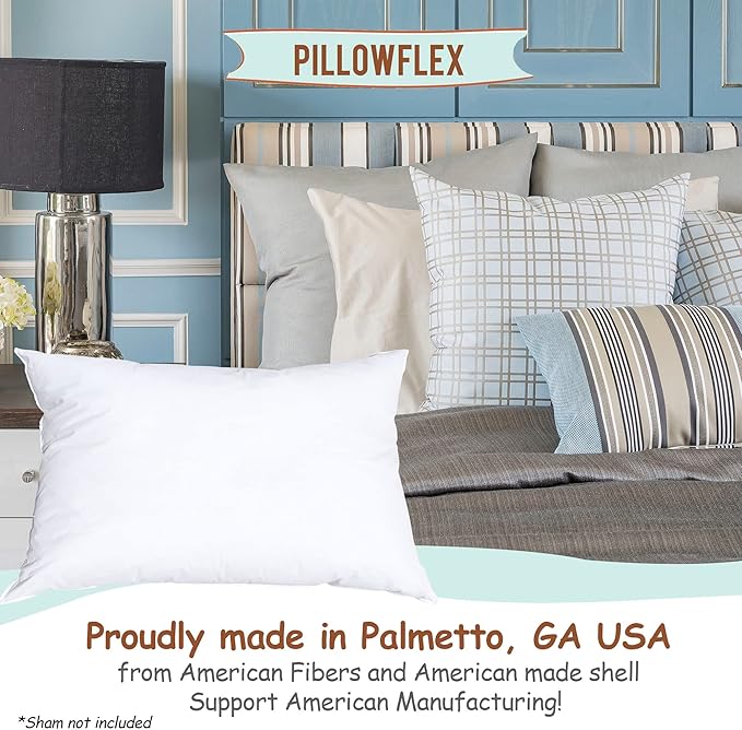 Pillowflex Synthetic Down Pillow Insert - 12x18 Down Alternative Pillow, Ultra Soft, Small Rectangle, Lumbar, Travel, Neck, Sleeping Pillow - 1 Decorative Pillow Form