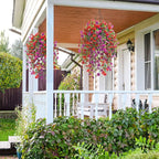 Artificial Hanging Flowers for Outdoors Faux Plants for Spring Summer Decoration,6 Bundles UV Resistant Realistic Silk Flowers Indoor Outside Garden Porch Patio Balcony Yard Farmhouse