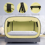 Bed Tent Twin Bed Canopy Portable Dream Tent for Adult Indoor Sleeping Tents with 2 Doors Breathable Private Space Tents, Pale Yellow