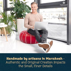 Marrakesh Gallery Genuine Leather Round Pouf Unstuffed - Moroccan Ottoman Footstool, Footrest Cover - Boho Decor - Bohemian Living Room, Bedroom, Kids Room, Gift & Wedding