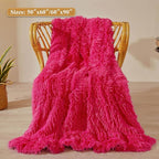 XeGe Luxury Faux Fur Throw, Hot Pink Soft 50x60 Fluffy Blanket, Shaggy Plush Decorative Couch Throw, Cute Furry Fuzzy Office Lap Blanket for Bed Bedroom Living Room, Hot Pink