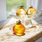 Glass Orange Figurine Crystal Fruit Collectibles Hand Blown Glass Fruits Tangerine Decoration Art Ornament for Home Office Kitchen Decor Gift for Women