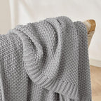 Joydeco Chunky Cable Knit Throw Blanket, Lightweight 100% Cotton Soft Cozy Throw Twin Blanket for Couch Bed and Sofa, Rustic Breathable Farmhouse Blanket Gift for Women Men(Grey, 51"x63")