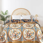 Boho Throw Blanket for Bed - 100% Pure Cotton Ultra Soft Rustic Quilt - Farmhouse Decor Bed Blankets, All Season Rustic Throw for Sofa Couch Chair(91''x 98'', Floral)