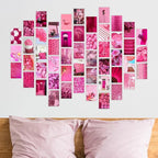 Y2K BOO Vibrant Pink Wall Collage Kit - 50pcs Aesthetic Posters for Room Decor, Perfect Dorm and Bedroom Wall Art, Fun and Feminine Pink Collage Kit for Teen Girls' Playful Rooms