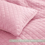 Exclusivo Mezcla Reversible Twin Quilt Bedding Set with Pillow Sham, Lightweight Quilts Twin Size, Soft Bedspreads Bed Coverlets for All Seasons - (Bright Pink, 68"x88")