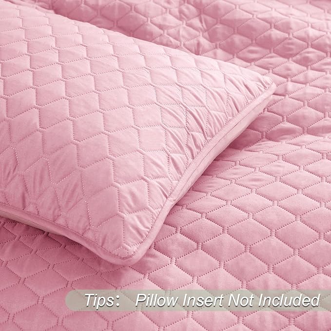 Exclusivo Mezcla Reversible California King Size Quilt Bedding Set with Pillow Shams, Lightweight Quilts Cal King Size, Soft Bedspreads Bed Coverlets for All Seasons - (Bright Pink, 112"x104")