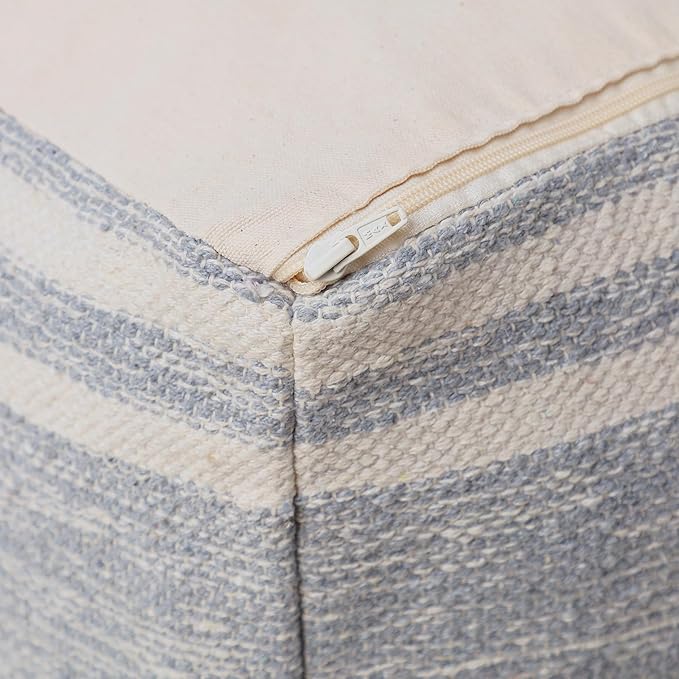 REDEARTH · Tufted Pouf Ottoman with Filler Textured Storage Cube Bean Bag Pouffe Footrest for Living Room, Bedroom, Nursery, Kidsroom; 100% Cotton (17.5"X17.5"X17.5", Melange Delight Gray)