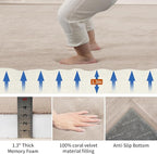 ACOMOPACK Baby Play Mat for Floor,1.3" Thick Memory Foam Area Rug for Living Room,Soft Velvet Crawling with Non-Slip Bottom for Kid,Toddler,79"×157" Tummy Time Nursery Rugs,Yoga（Beige）