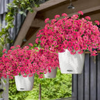 Krissing 48 Bundles Outdoor Artificial Flowers UV Resistant Fake Silk Flowers Faux Plastic Plants Outside Garden Porch Window Box Summer Decoration (Rose Red)