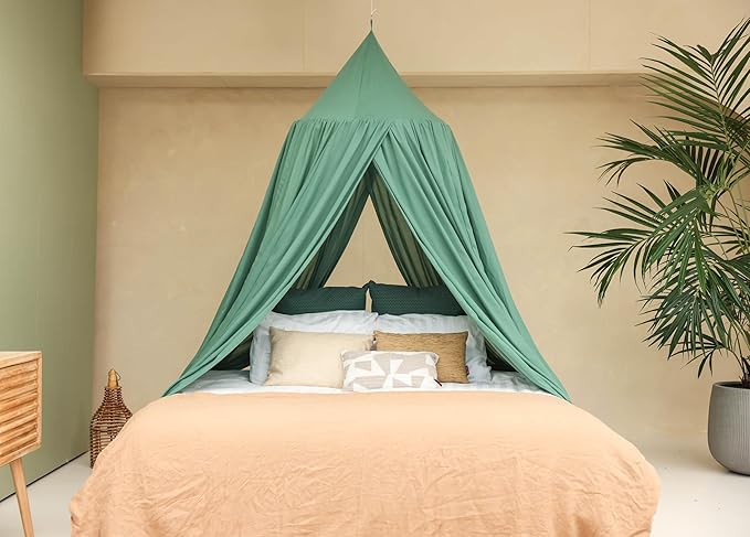 Green Bed Canopy for Queen and King-Sized Beds | Bedroom Decoration for Teens or Adults | Conical Shape Insect Netting | Mosquito Net in Multiple Colors and Sizes