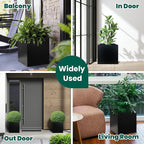 Galvanized Steel Planter Box Black Metal Planter Large Square Indoor Outdoor Planters Cube Steel Heavy Duty Flower Pot 16Inch Powder Coating Modern Commercial Residential for Patio, Deck, Yard, Garden