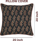 Ridhi Hand Block Print 20x20 Black Decorative Outdoor Couch Throw Canvas Pillow Cover Set of 2 Washable Modern Vintage Boho Chic Spring Home Decor GIFS Cover